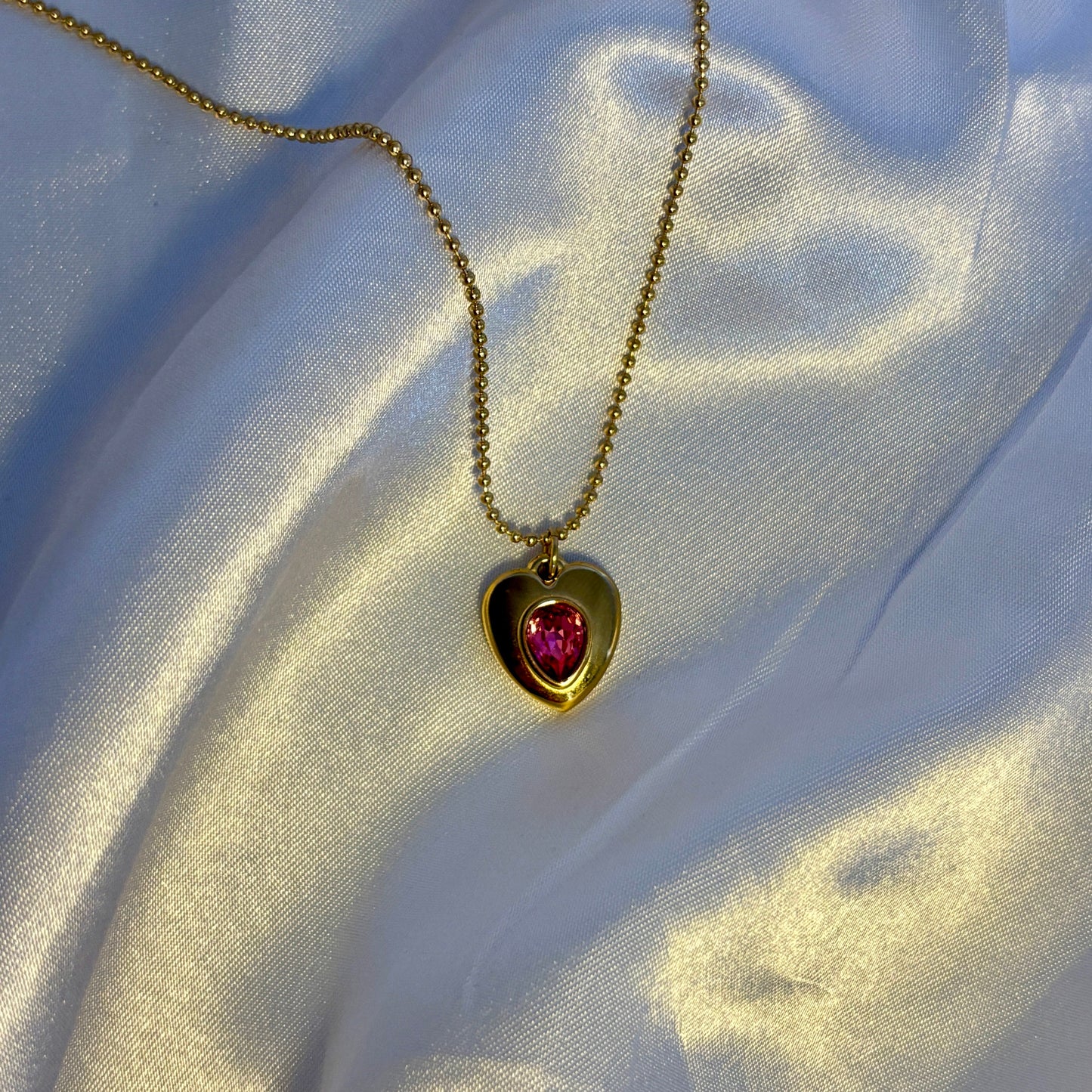 Pink Heart-stone Necklace